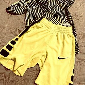 Nike Dri-fit top, size S. (runs big) & shorts size M. Yellow and black